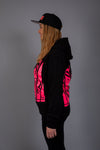 Maori Unisex Hoodie Navy with Pink Fluro