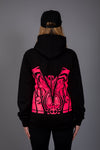 Maori Unisex Hoodie Navy with Pink Fluro