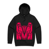 Maori Unisex Hoodie Black with Pink [Fluro] design